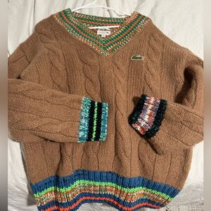 Lacoste loose fit wool sweater in brown